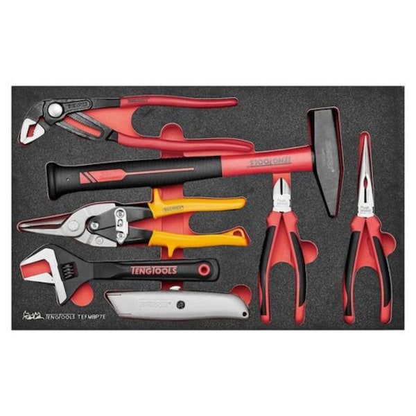 7 Piece Plier, Wrench, Engineer Hammer, Knife & Tin Snips General Eva Foam Tray